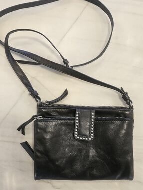 Lucky Brand Black Stud-Trim Leather Crossbody Bag